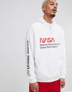 Oversize-худи белого цвета с принтом ASOS DESIGN - Белый