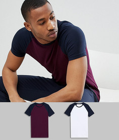 2 обтягивающие футболки с контрастными рукавами реглан ASOS DESIGN - Со скидкой - Мульти