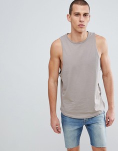Свободная майка с закругленным краем и окантовкой ASOS DESIGN - Бежевый