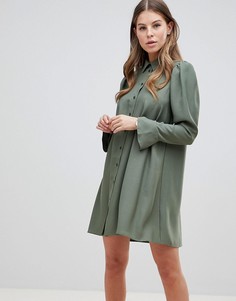 Платье-рубашка мини с длинными рукавами ASOS DESIGN - Зеленый