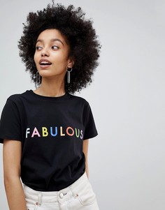 Черная футболка с принтом ASOS DESIGN - Черный