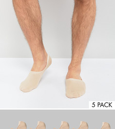 5 пар бежевых незаметных носков ASOS - Бежевый