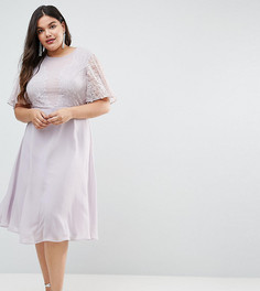 Платье миди с кружевной аппликацией ASOS DESIGN Curve Bridesmaid - Синий