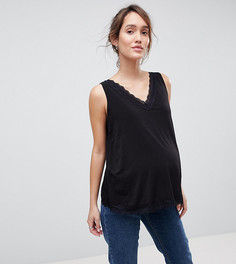 Двухслойный топ с кружевной отделкой ASOS MATERNITY NURSING - Черный