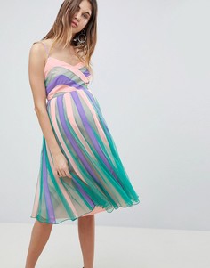 Приталенное платье миди со свободной юбкой в стиле колор блок ASOS MATERNITY - Мульти