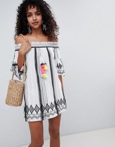 Пляжное платье со спущенными плечами River Island - Белый