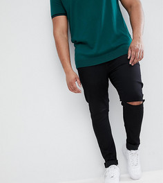Черные джинсы с напылением и рваными коленями ASOS PLUS - Черный