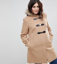 Пальто с искусственным мехом на капюшоне ASOS CURVE - Светло-бежевый