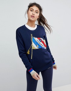 Свитшот с флагом и золотистой отделкой Tommy Hilfiger - Темно-синий