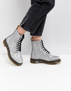 Серебристые веганские ботинки со шнуровкой Dr.Martens - Серебряный