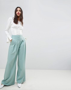 Широкие брюки с защипами ASOS DESIGN - Зеленый
