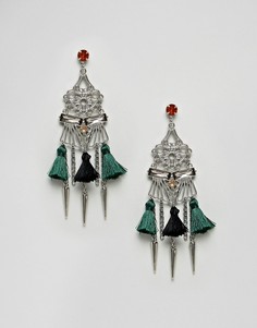 Крупные серьги с помпонами ASOS DESIGN - Мульти