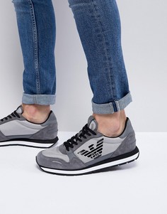 Серые кроссовки с замшевыми вставками Emporio Armani - Серый