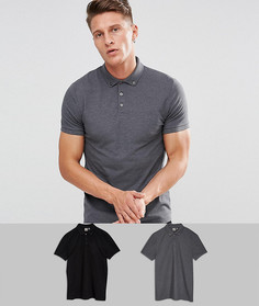 Комплект из 2 футболок-поло с воротником на пуговицах ASOS DESIGN - СКИДКА - Мульти