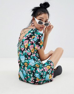 Чайное платье с пуговицами и цветочным принтом ASOS - Мульти