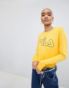 Oversize-лонгслив с логотипом на груди Fila - Желтый