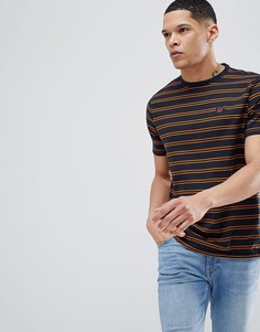 Темно-синяя футболка в полоску с вышитой розой River Island - Темно-синий