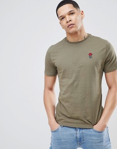 Футболка цвета хаки с цветочной вышивкой River Island - Зеленый
