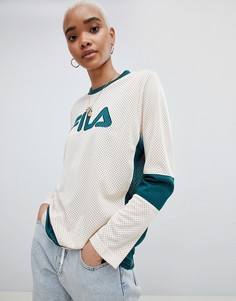 Сетчатый oversize-топ с V-образным вырезом Fila - Кремовый