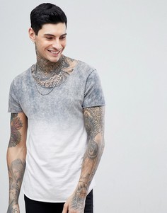 Удлиненная фактурная футболка с овальным вырезом ASOS - Серый