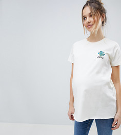 Футболка с цветочной вышивкой ASOS MATERNITY - Кремовый