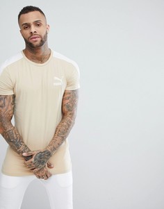 Бежевая футболка с полосками Puma Archive T7 57501543 - Черный