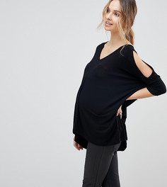 Oversize-топ с открытыми плечами и асимметричным краем ASOS DESIGN Maternity - Черный