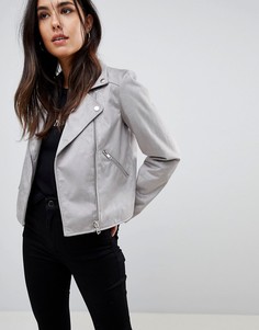 Байкерская куртка из искусственной замши ASOS - Серый