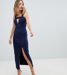 Платье макси с вырезами и разрезом до бедра ASOS DESIGN PETITE - Темно-синий