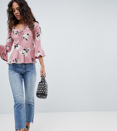Присборенный топ с принтом New Look Tall - Розовый