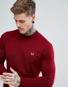 Бордовый хлопковый джемпер с круглым вырезом Fred Perry - Красный