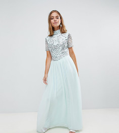 Премиум-платье макси с декорированным топом Frock And Frill Petite - Синий