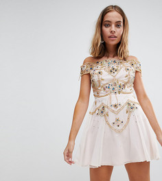 Короткое приталенное платье мини с отделкой Frock And Frill Petite Premium - Розовый