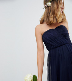 Платье-бандо миди из тюля ASOS DESIGN Petite Bridesmaid - Темно-синий