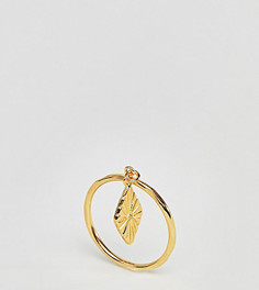 Кольцо из позолоченного серебра с гравированной ромбовидной подвеской ASOS DESIGN - Золотой