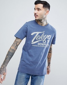 Премиум-футболка с винтажным принтом Jack &amp; Jones - Темно-синий