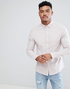 Розовая приталенная оксфордская рубашка ASOS - Розовый