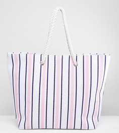 Сине-розовая пляжная сумка в полоску South Beach - Мульти