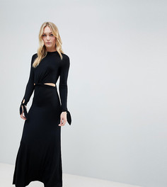 Платье макси с длинными рукавами и вырезами ASOS DESIGN Tall - Черный
