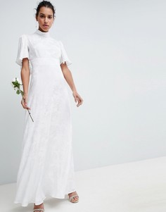 Платье макси из мягкого жаккарда с расклешенными рукавами ASOS EDITION Wedding - Белый
