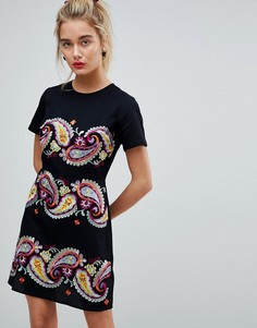 Платье мини с вышивкой пейсли ASOS PREMIUM - Черный