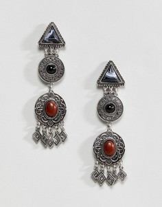 Серьги-подвески с камнями ASOS DESIGN - Серебряный