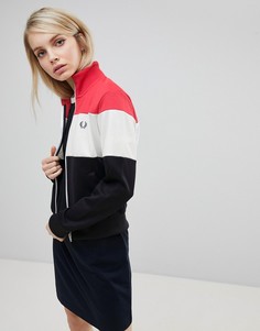 Спортивная куртка колор блок Fred Perry - Темно-синий