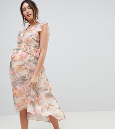 Платье с цветочным принтом и оборками Hope &amp; Ivy Maternity - Мульти