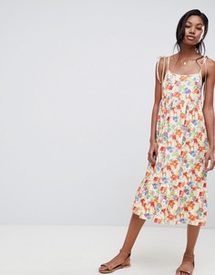 Свободный сарафан с цветочным принтом и завязывающимися бретельками ASOS DESIGN - Мульти