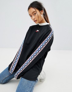 Черный свитшот с круглым вырезом и лентами по бокам Nike - Черный