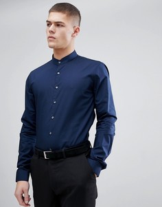 Супероблегающая строгая рубашка с воротником на пуговице Calvin Klein - Темно-синий