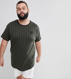Обтягивающая футболка в полоску цвета хаки SikSilk PLUS эксклюзивно для ASOS - Зеленый