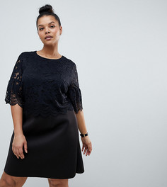 Платье мини с кружевным кроп-топом и фактурной отделкой ASOS DESIGN Curve - Черный