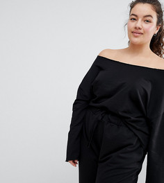 Свитшот с открытыми плечами и необработанным краем ASOS DESIGN Curve - Черный